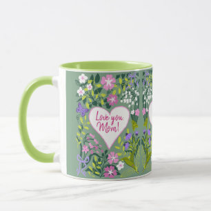 Caneca Amo você Mãe botânica coração fofo