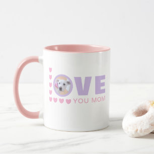Caneca Amo Você Mãe Cachorro Cachorrinho Foto Rosa e Roxo