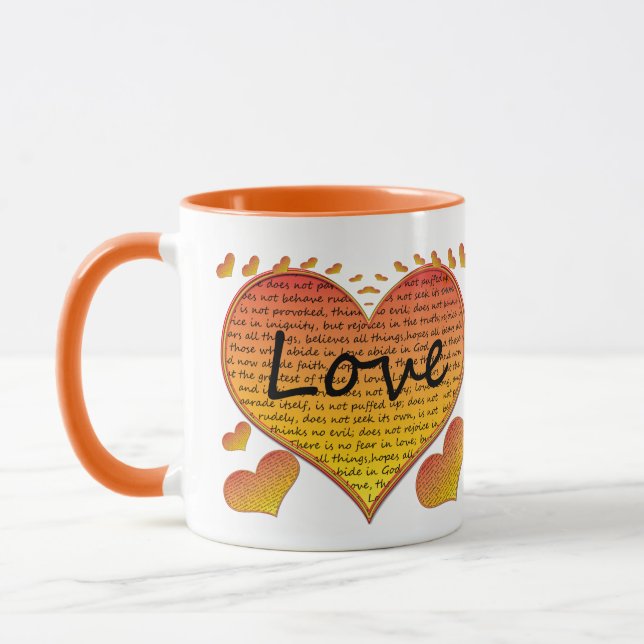 Caneca Amor 1 Coríntios 13 Corações (Esquerda)