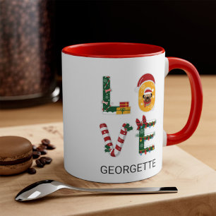 Caneca AMOR Cachorrinho Fofo de Natal Personalizado