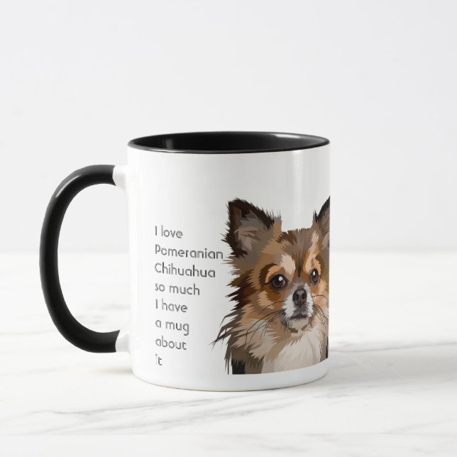 Caneca Amor Chihuahua Pomeraniana Canta Tão Divertido (Esquerda)