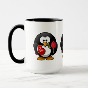 Caneca Amor Com Pinguim Enfiado Com Presentes De Namorado