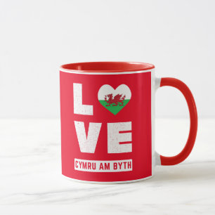 Caneca Amor Cymru Am Byth Bandeira do País de Gales Raíze