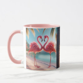Caneca Amor de Flamingo Rosa Praia Tropical Sol