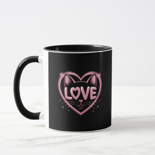 Caneca Amor de Gato Brilhante (Esquerda)