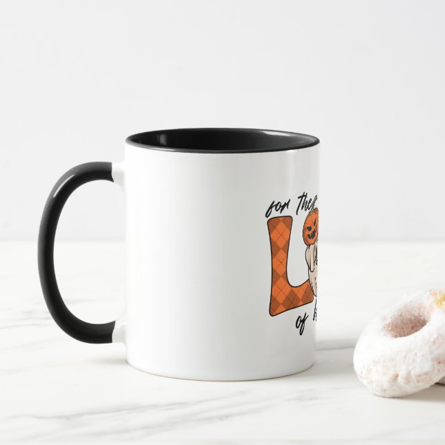 Caneca Amor de medo engraçado de Halloween (Com Donut)