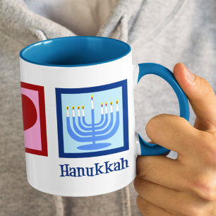 Caneca Amor de paz bonito Hanukkah Menorah Azul