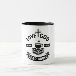 Caneca Amor Deus Beba Café Lê Livros Sobre Cristão
