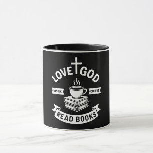 Caneca Amor Deus Beba Café Leia Livros Fé Cristã