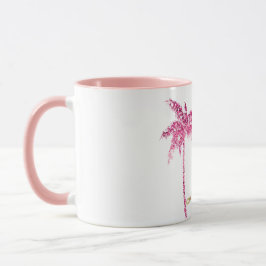 Caneca Amor Dourado com Árvore de Palma Cinza Rosa