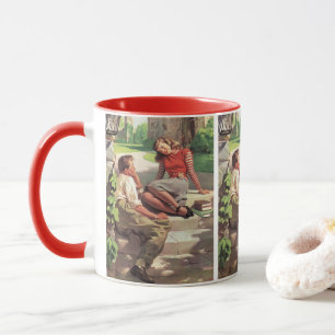 Caneca Amor e Romance Vintage, Namorados do Ensino Médio