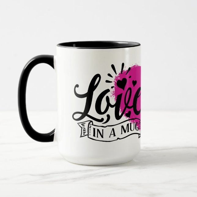 Caneca Amor Em Coração Rosa De Mug (Esquerda)