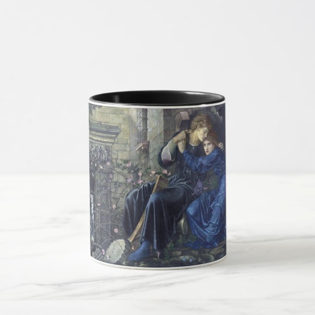 Caneca Amor entre as ruínas (por Edward Burne-Jones) (Centro)