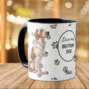 Caneca Amor Minha Pegada de Cachorro Brittany