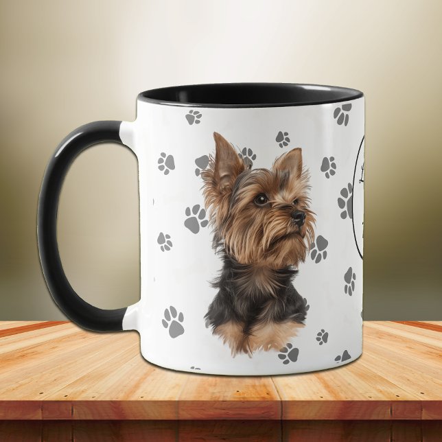 Caneca Amor Minha Pegada de Cachorro Yorkie Terrier (Criador carregado)