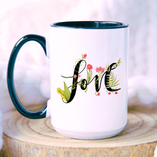 Caneca Amor   Monograma Floral Elegante