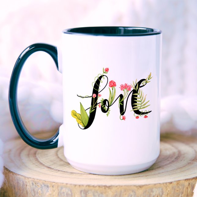 Caneca Amor | Monograma Floral Elegante (Front)