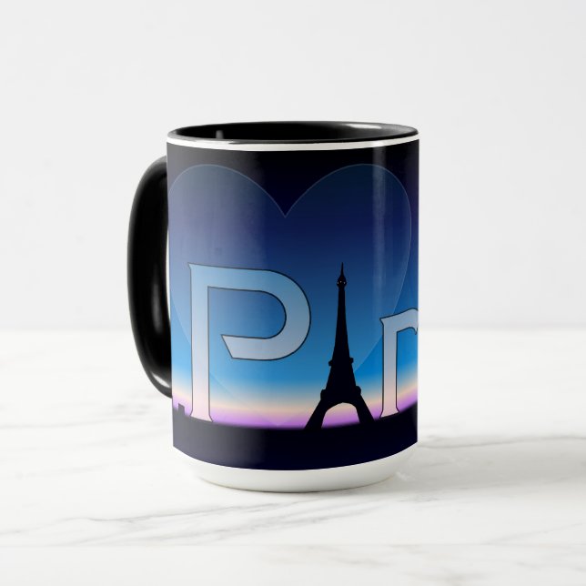 Caneca Amor Paris À Noite (Frente Esquerda)