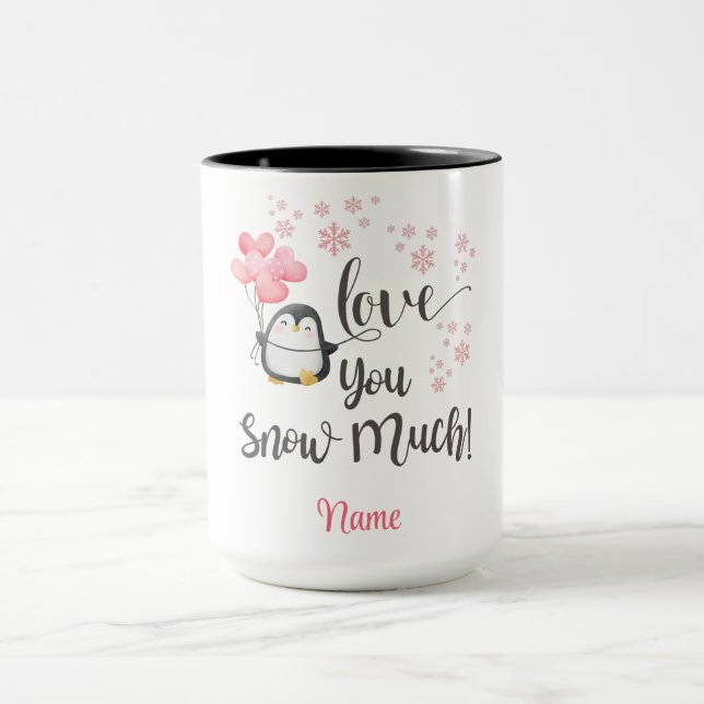 Caneca Amor - Pinguim Namorados Bonito Personalizado (Centro)