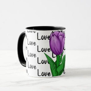 Caneca Amor Tulip Floral Mug Roxo