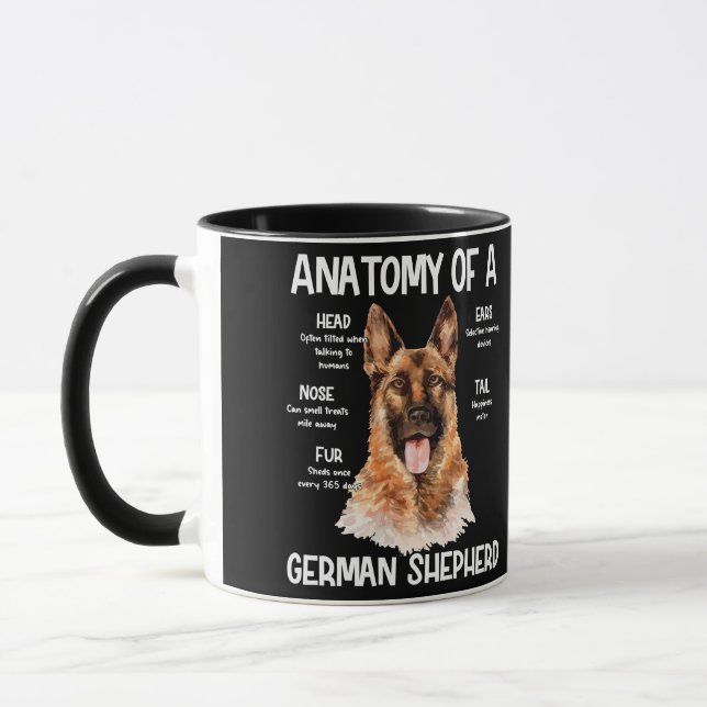 Caneca Anatomia De German shepherd Para Cachorros (Esquerda)