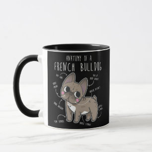 Caneca Anatomia do Buldogue francês Cute Funny Pet French
