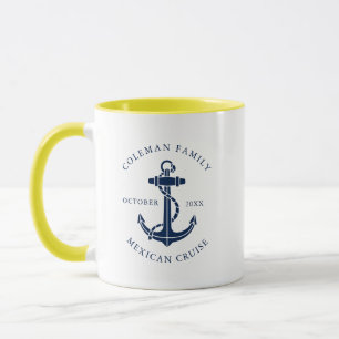 Caneca Âncora de Barco Azul Marinho Náutico da Família Pe