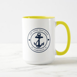 Caneca Âncora de Barco Náutico Personalizada e Nome da Ca