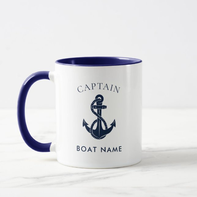 Caneca Âncora de Capitão Náutico Personalizada (Esquerda)