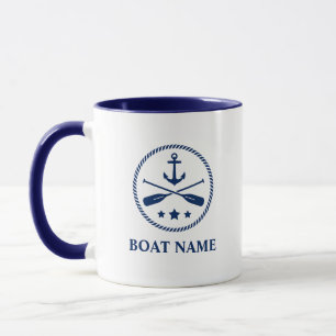 Caneca Âncora náutica e Oars Adicionar Boat ou Nome