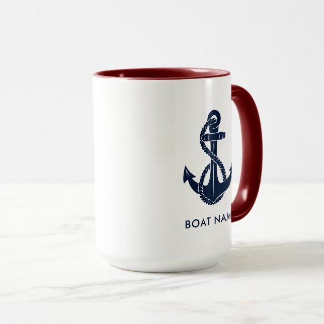 Caneca Âncora Náutica Personalizada Nome do Barco (Frente Esquerda)