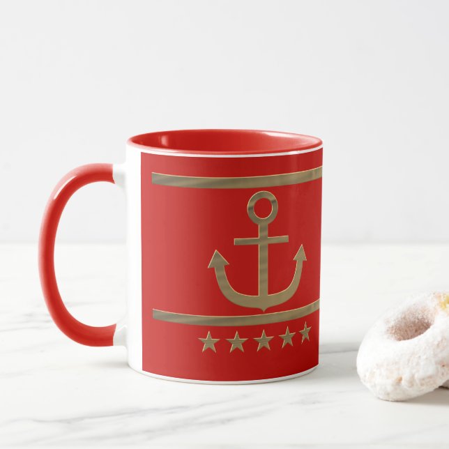 Caneca Âncora ouro, símbolos do amor. (Com Donut)