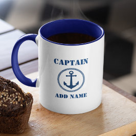 Caneca Ancoragem do Mar Azul Capitão Adicionar Nome ou No