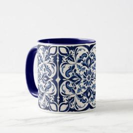 Caneca Andaluzia Mosaico, Azul Anítico, Design Branco