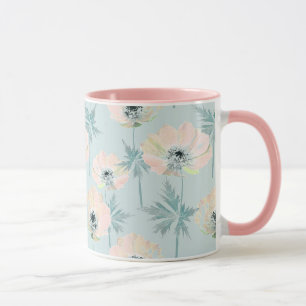 Caneca Anêmonas rosa delicadas .