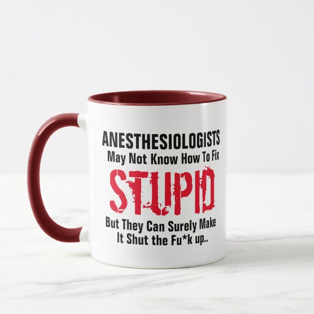 Caneca Anestesiologista Fix Stupid Doutor Piada Pun (Esquerda)