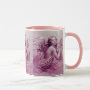 Caneca ANGEL JOGANDO LYRA SOBRE AS NUVENS DE rosa