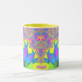 Caneca ANGEL ~ Zany 3D Fractal ~ Bonito multicolorido