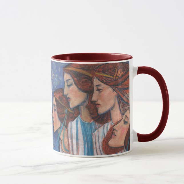 Caneca Angels Art Nouveau Ginger Auburn Red Hair Mulheres (Direita)