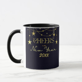 Caneca Anima-se com as estrelas de mensagem de Ano Novo