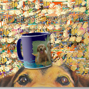 Caneca animais azul marinho nome tipografia elegante & fo