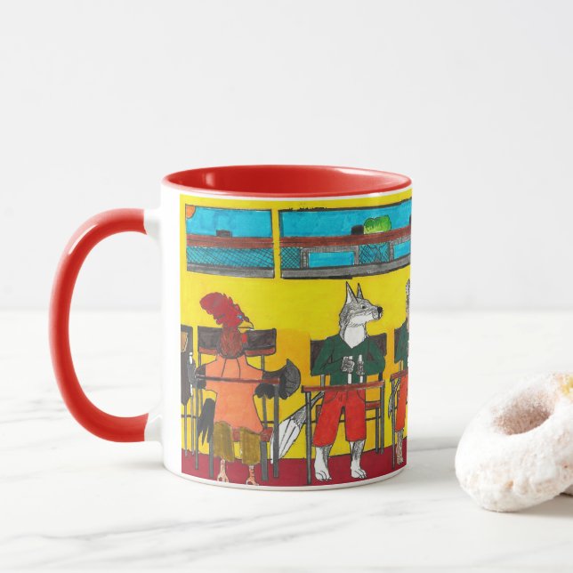Caneca "Animais da Escola Aprendendo na Sala de Aula" Can (Com Donut)