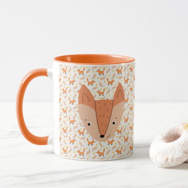 Caneca Animais da Floresta Boho Design Fox (Com Donut)