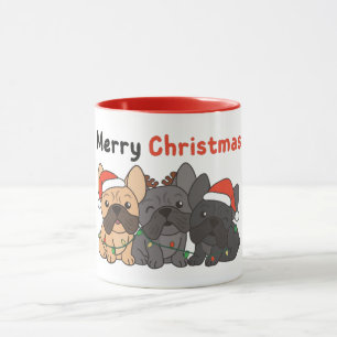 Caneca Animais de Natal de Bulldog Franceses Cães Cachorr