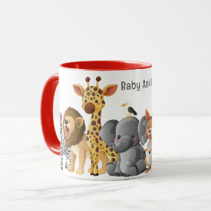 Caneca Animais de Safari Fofos Personalizados Nome das Cr