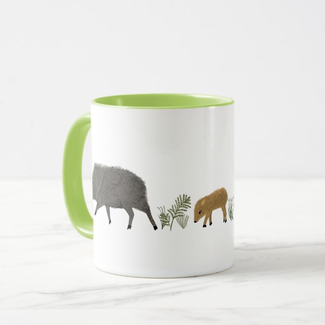 Caneca Animais do Deserto do Retrato da Família Javelina (Frente Esquerda)