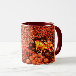 Caneca ANIMAIS FLORESTAIS, DEERS BY BROOK Red Yellow Flor