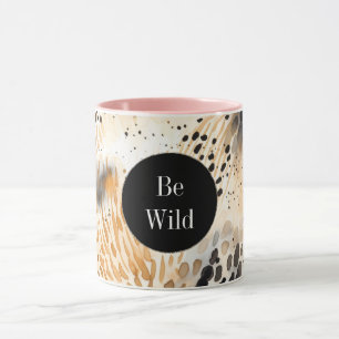 Caneca Animais-Leopardo-do-Creme Negro Selvagem