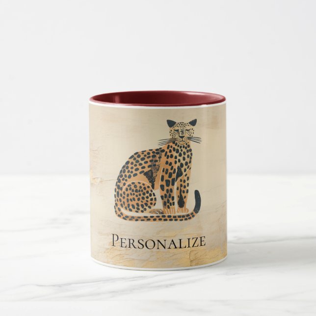 Caneca Animais Leopardo Dourados com Creme (Centro)