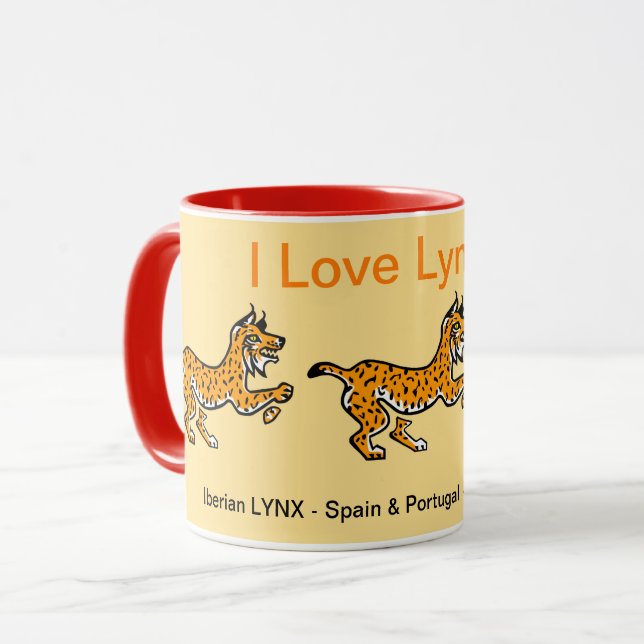 Caneca Animais selvagens - Adoro LYNXES - Natureza - Amar (Frente Esquerda)